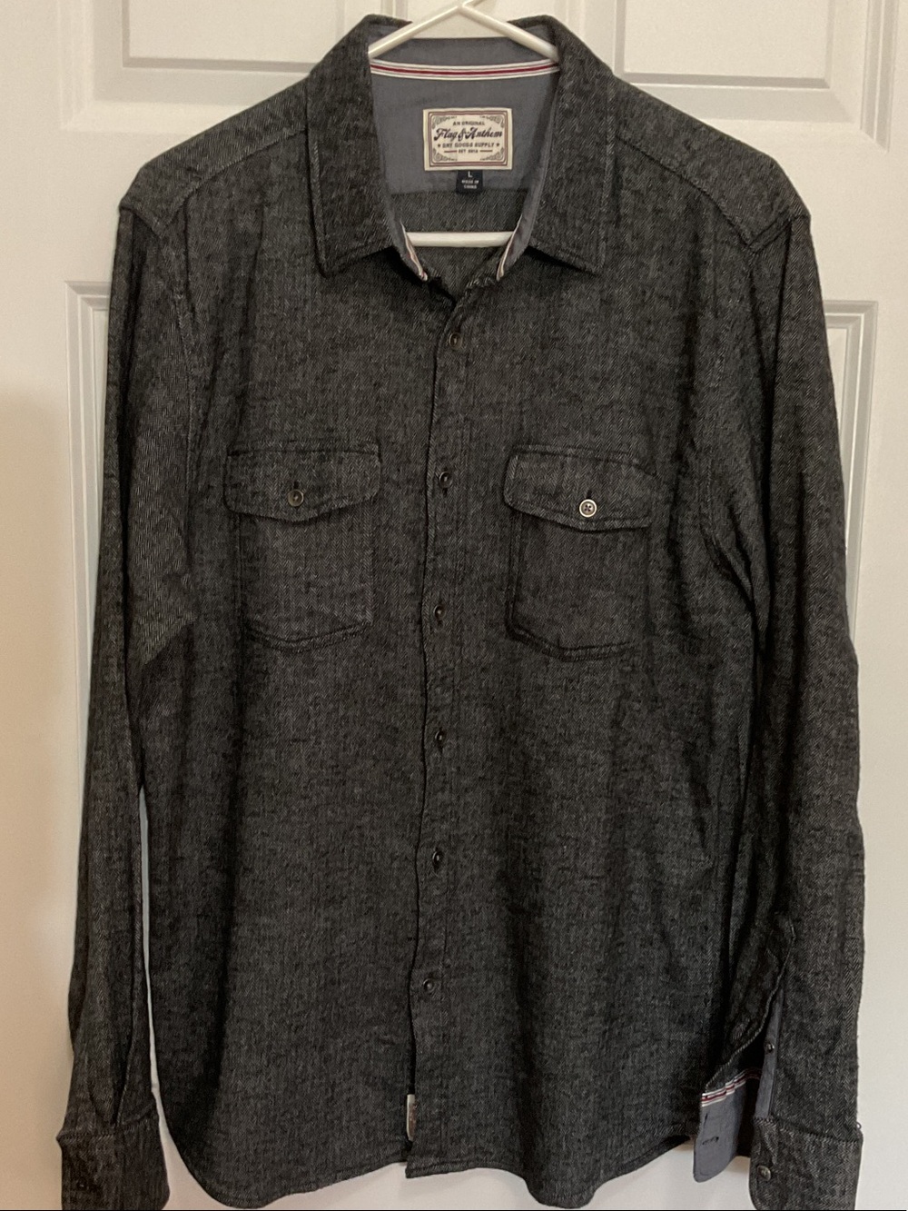 Flag & Anthem Men's Dark Charcoal Cotton Button-Down Shirt